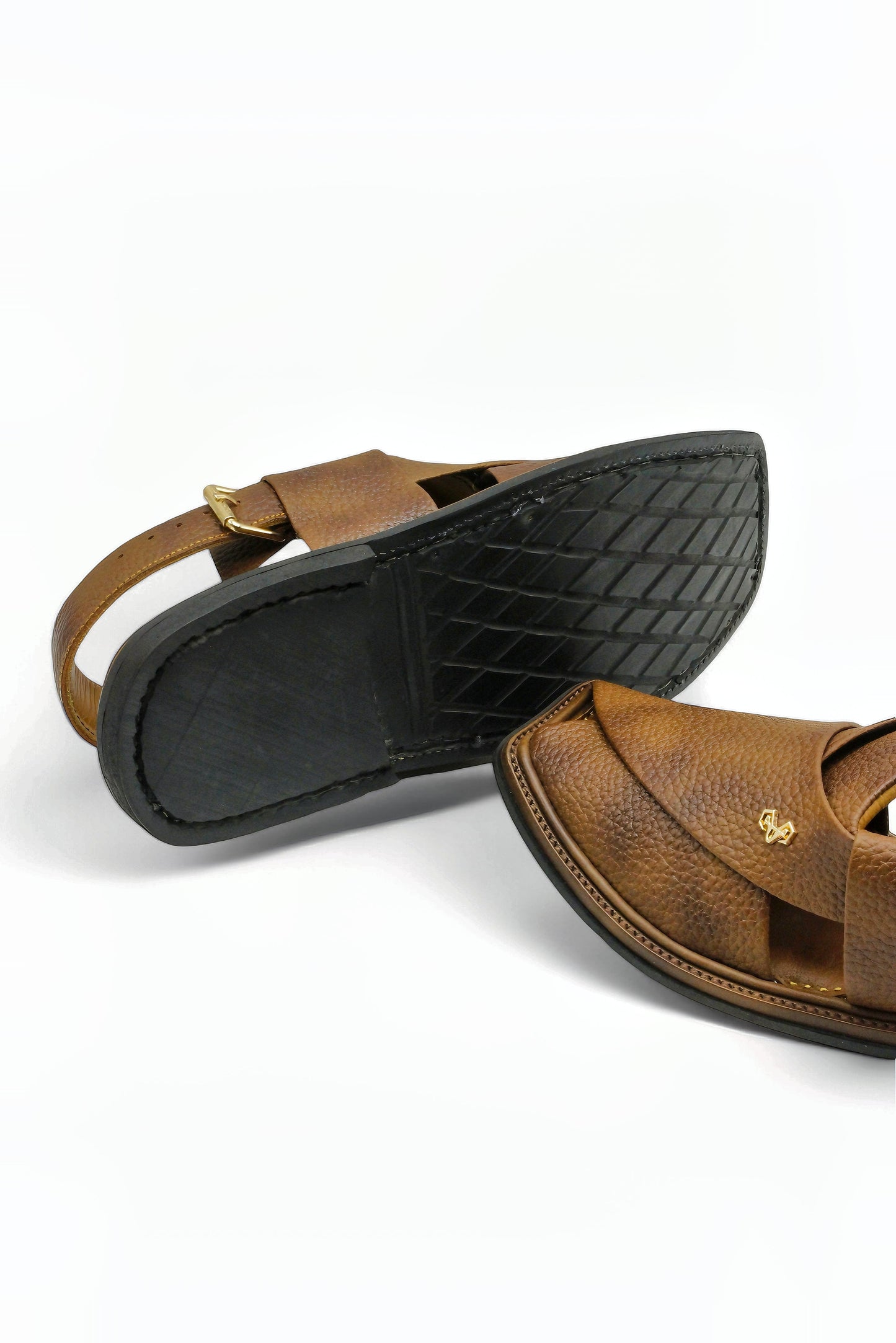 Luxury Traditional Double Shade Brown Granular Peshawari Chappal