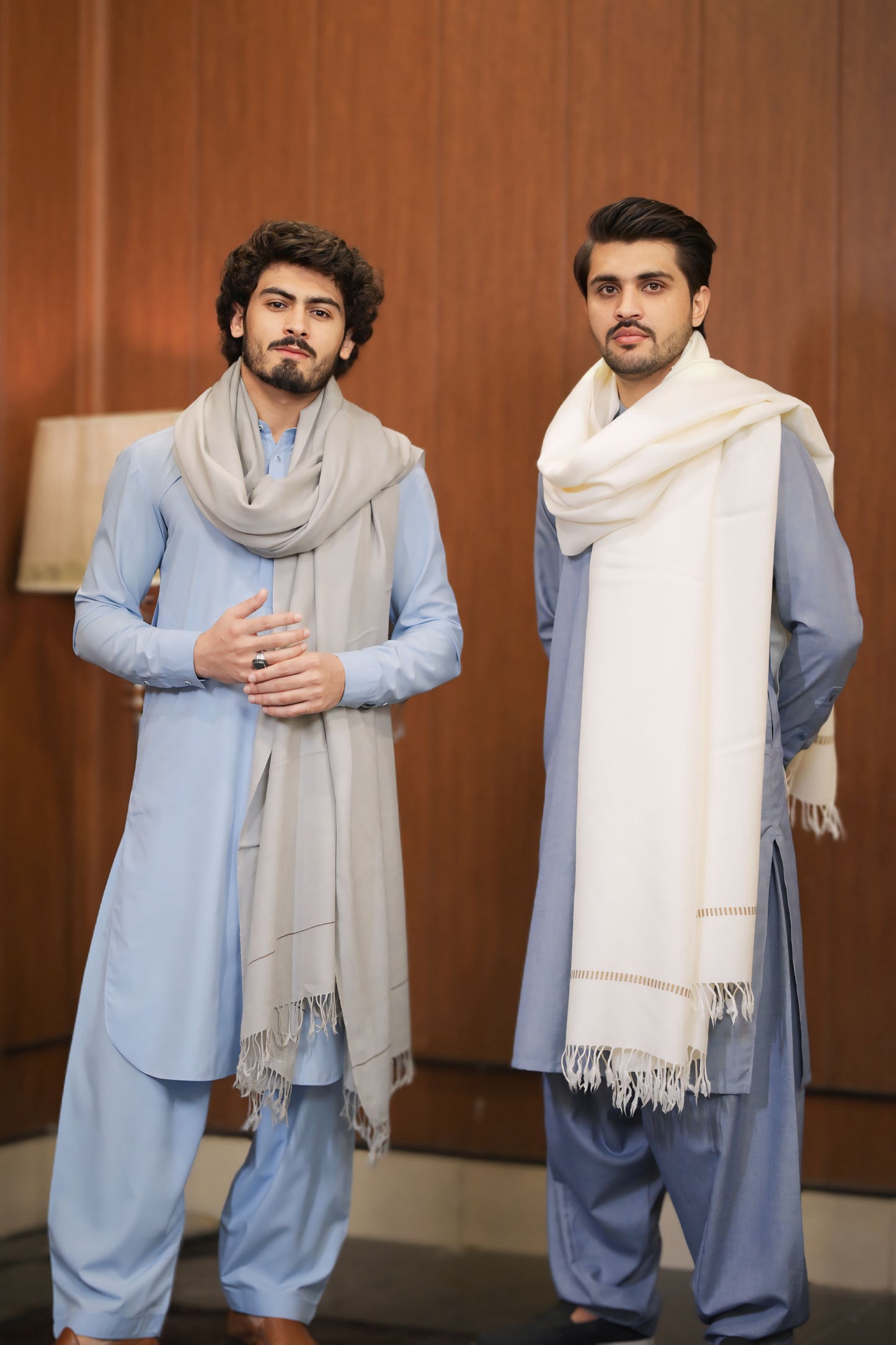 LIGHT GREY WOOLEN MEN SHAWL _ PURE WOOLEN