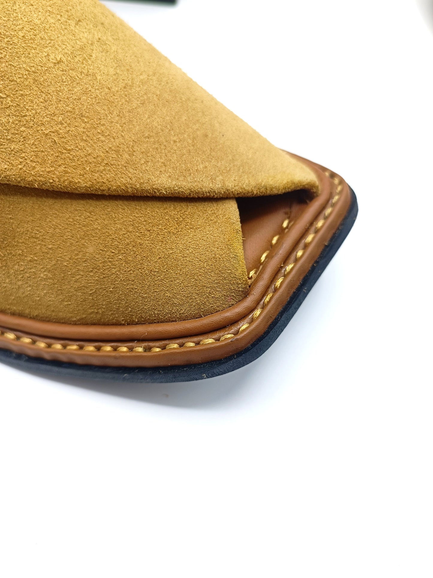 Luxury Golden Brown Peshawari Suede Chappal