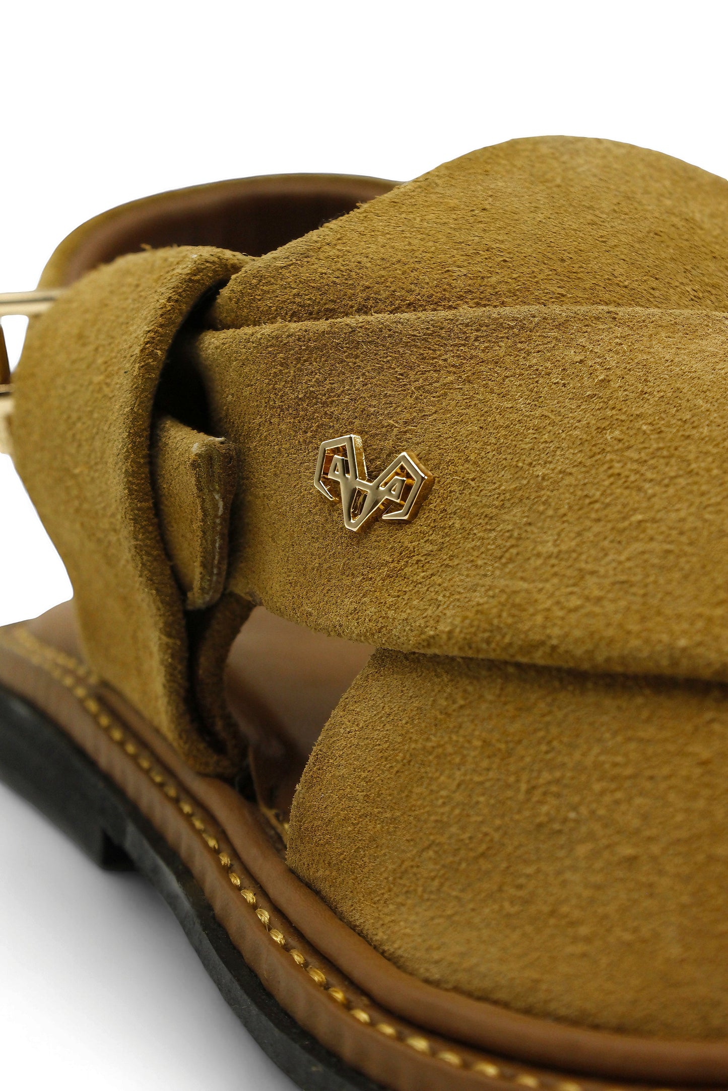 Luxury Golden Brown Peshawari Suede Chappal