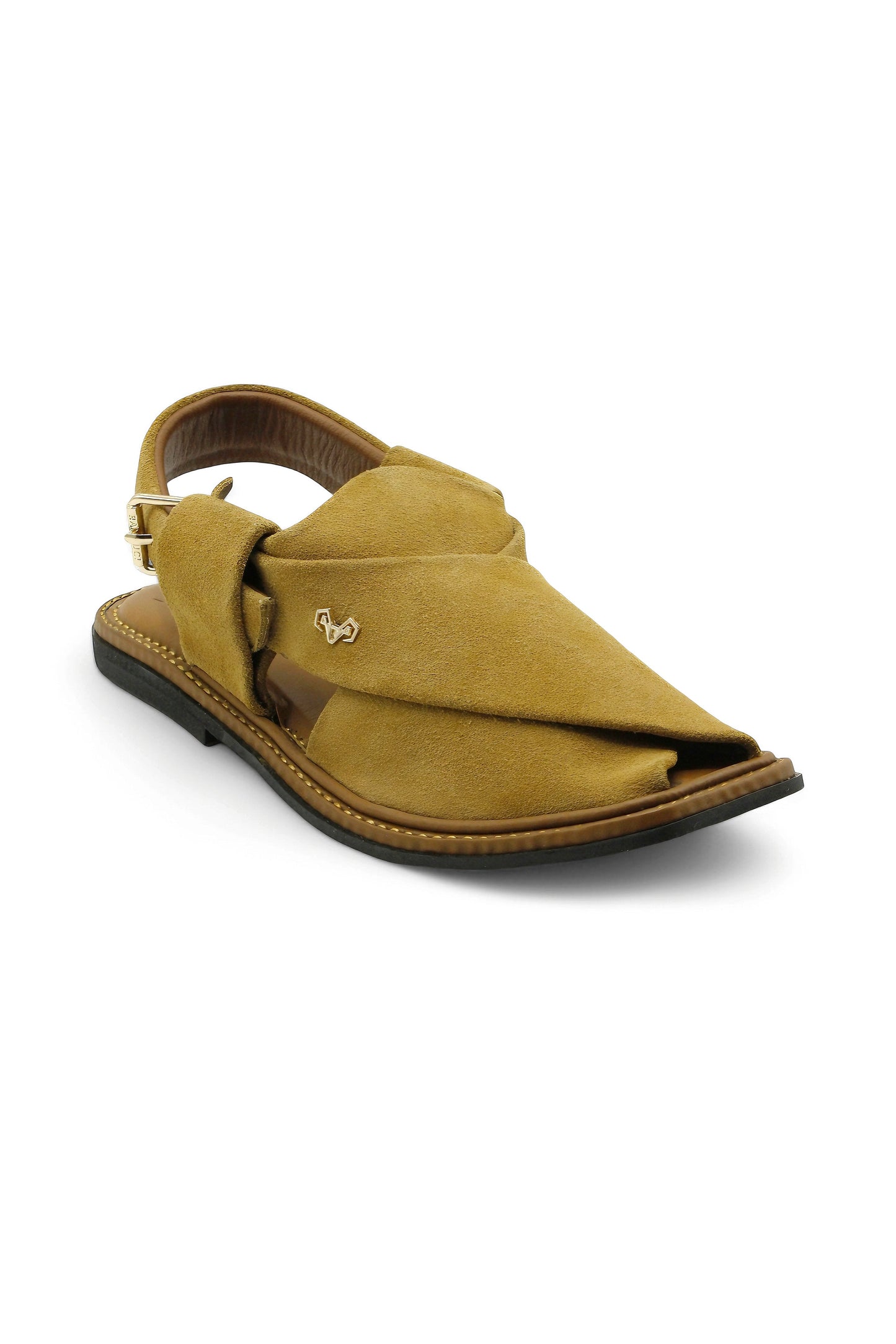 Luxury Golden Brown Peshawari Suede Chappal