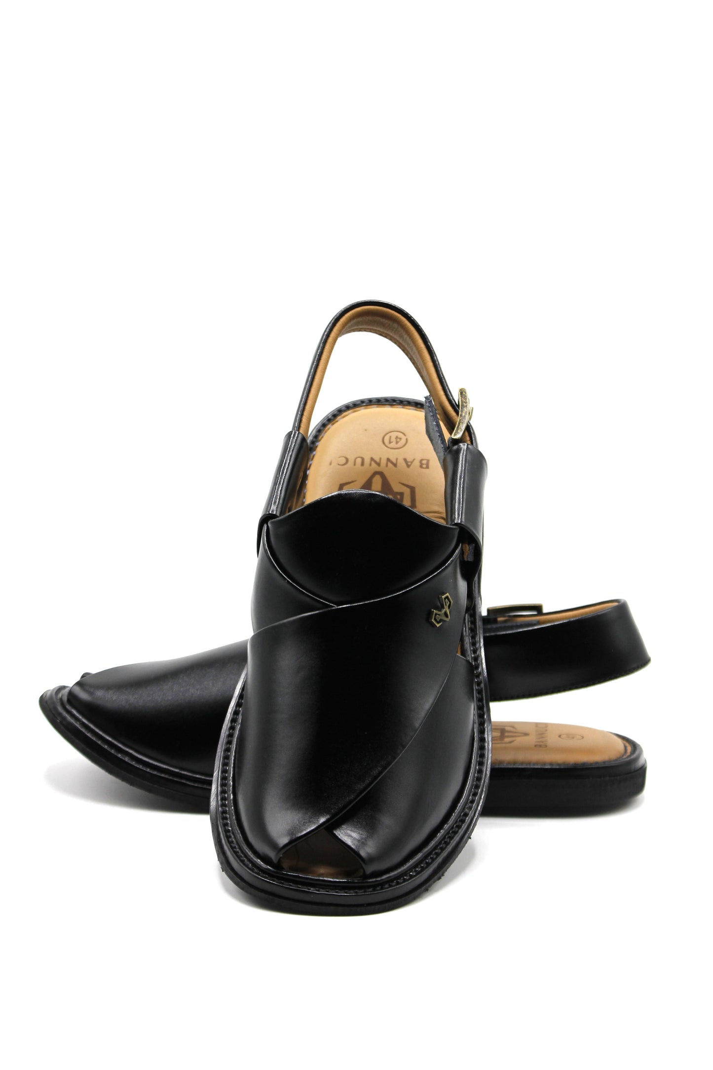 Luxury Round Shape Black Peshawari Chappal