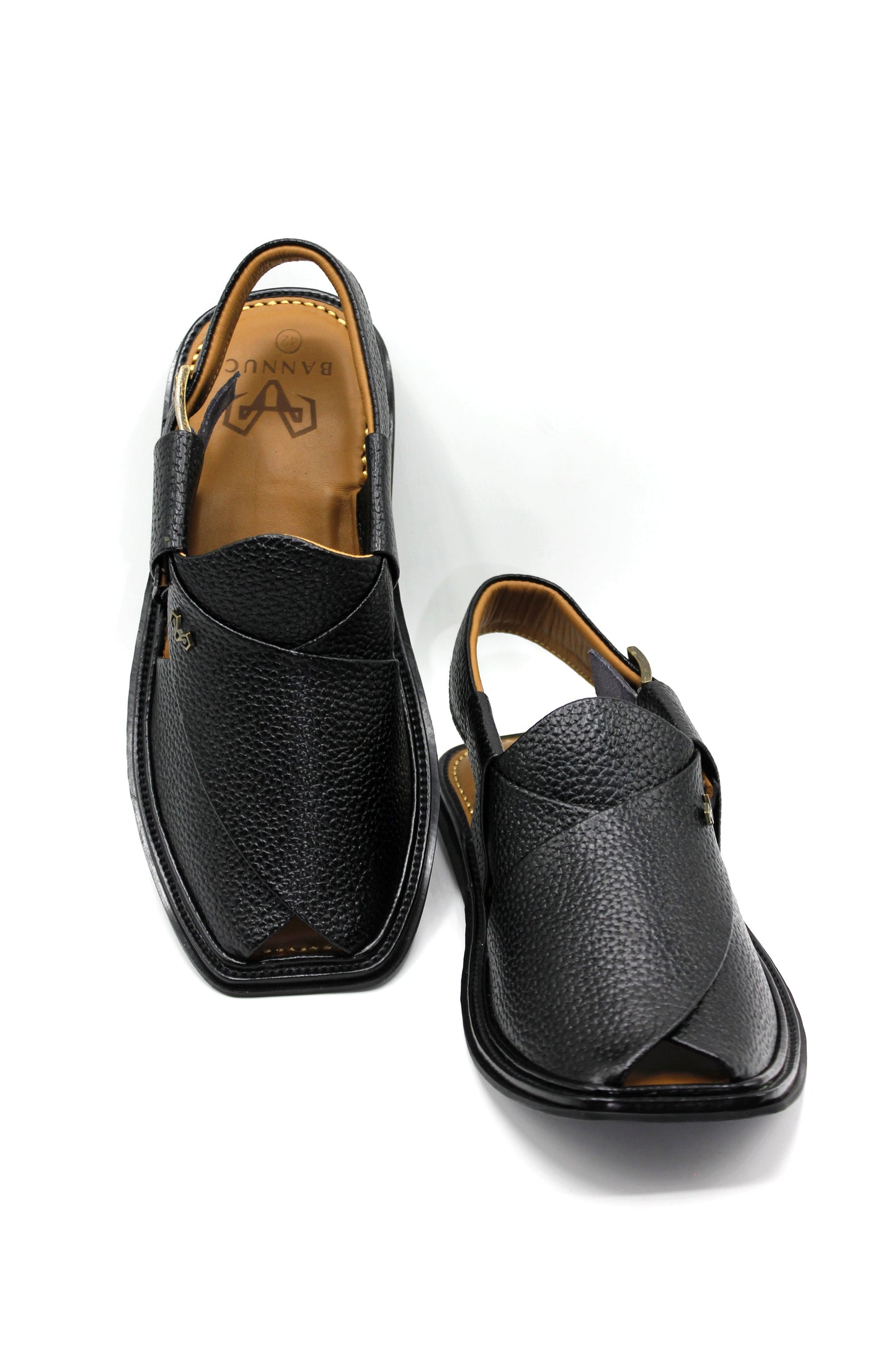 Luxury Traditional Black Granular  Peshawari Chappal