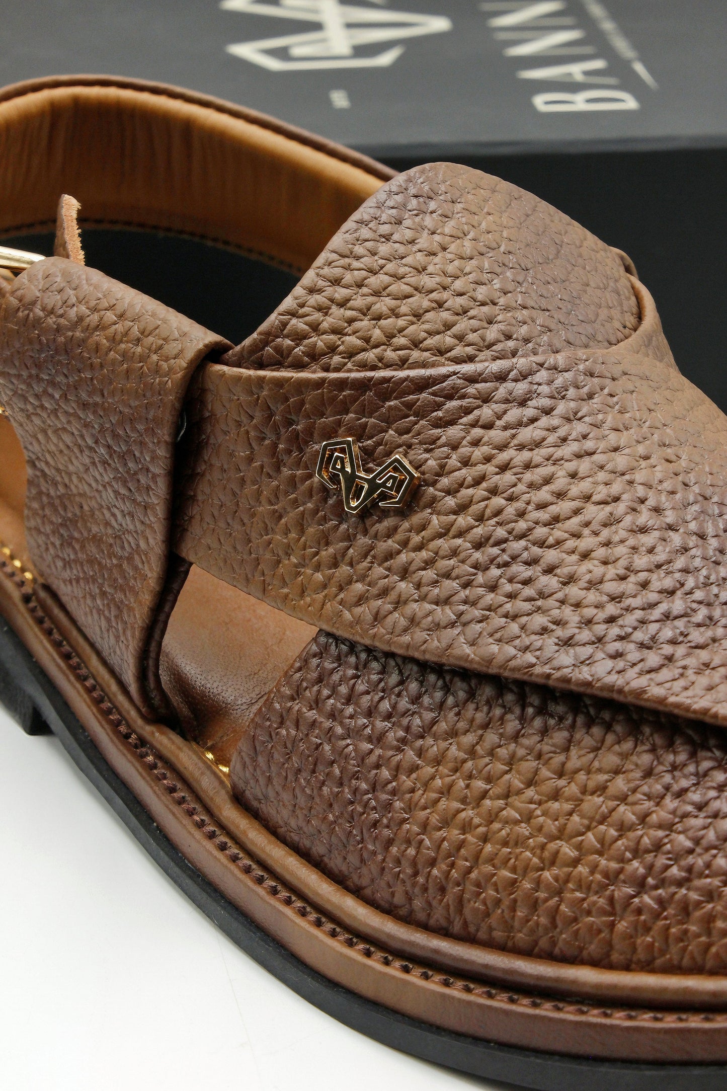 Luxury Traditional Double Shade Brown Granular  Peshawari Chappal