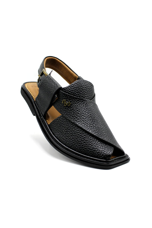 Luxury Traditional Black Granular  Peshawari Chappal